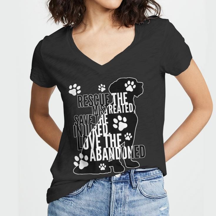 Rescue Save Love - Cute Animal Rescue Dog Cat Lovers Women V-Neck T-Shirt