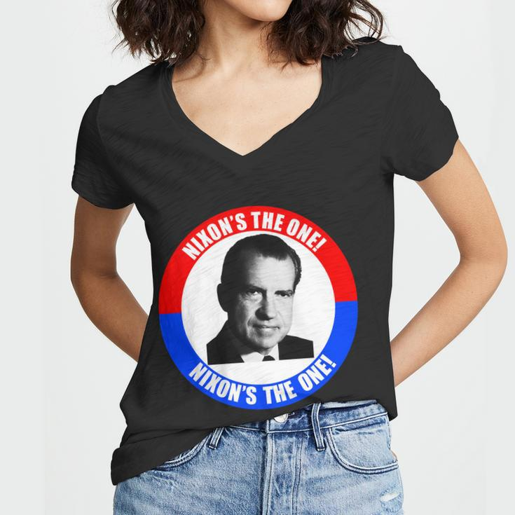 Retro Richard Nixon Nixons The One Presidential Campaign Women V-Neck T-Shirt