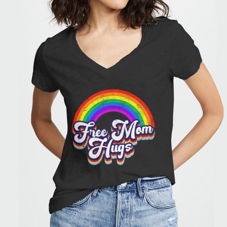 Retro Vintage Free Mom Hugs Rainbow Lgbtq Pride Tshirt V2 Women V-Neck T-Shirt