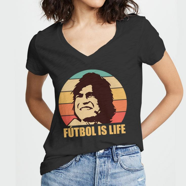 Retro Vintage Futbol Is Life Tshirt Women V-Neck T-Shirt