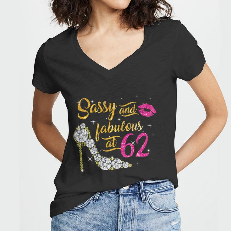 Sassy And Fabulous At 62 Years Old 62Nd Birthday Shoe Lip Women V-Neck T-Shirt