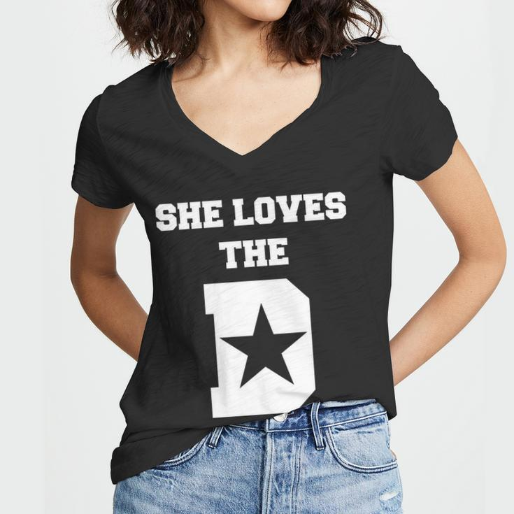 She Loves The D Dallas Texas Pride Tshirt Women V-Neck T-Shirt
