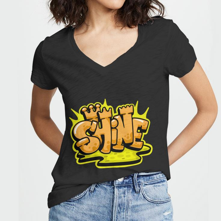 Shine Graffiti Tshirt Women V-Neck T-Shirt