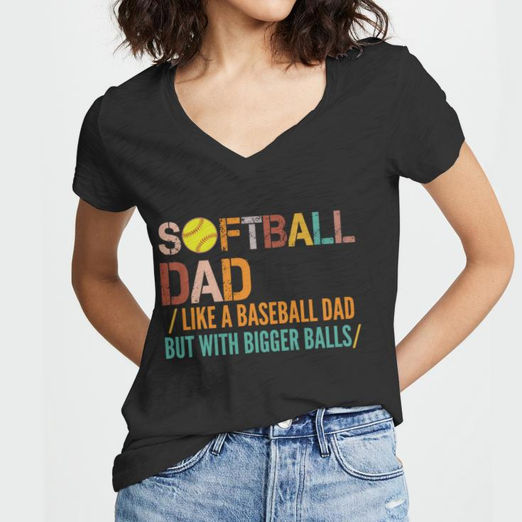 Softball Dad Like A Baseball Dad Vintage Tshirt Women V-Neck T-Shirt