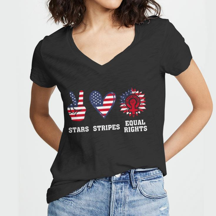 Stars Stripes And Equal Rights 4Th Of July Reproductive Rights Cute Gift V2 Women V-Neck T-Shirt