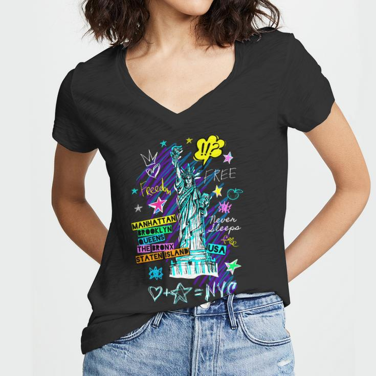 Statue Of Liberty Cities Of New York Women V-Neck T-Shirt