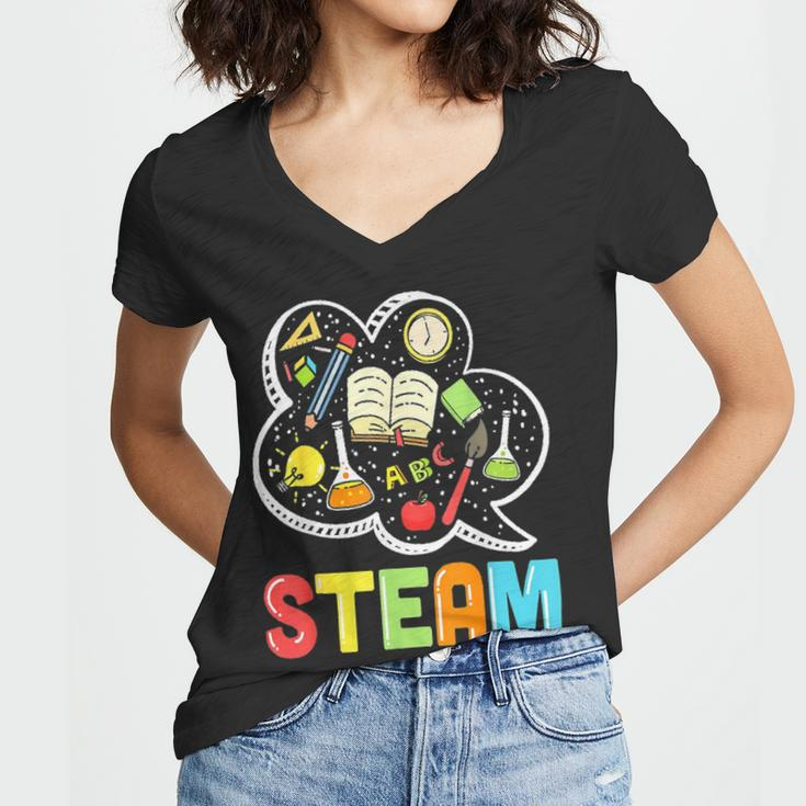 Steam Teacher And Student Back To School Stem Tee Women V-Neck T-Shirt