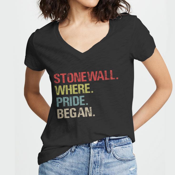 Stonewall Where Pride Began Lgbt Gay Lesbian Pride Women V-Neck T-Shirt