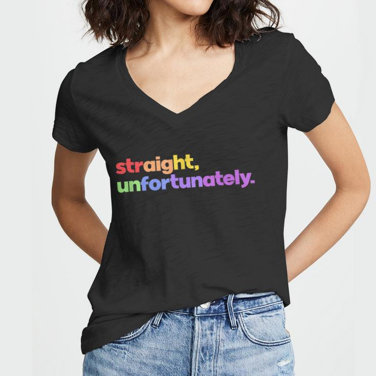 Straight Unfortunately Rainbow Pride Ally Shirt Lgbtq Gay Women V-Neck T-Shirt
