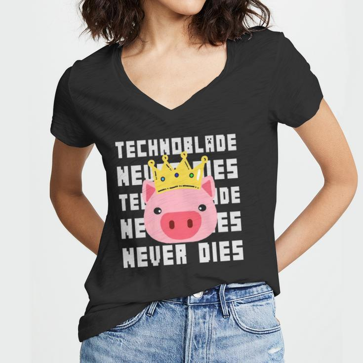 Technoblade Never Dies Technoblade Dream Smp Gift Women V-Neck T-Shirt