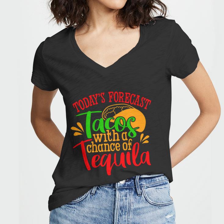 Todays Forecast Tacos With A Chance Of Tequila Funny Taco Women V-Neck T-Shirt