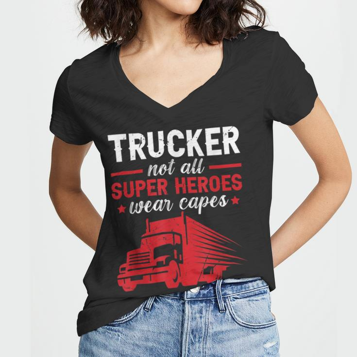 Trucker Trucker Accessories For Truck Driver Motor Lover Trucker_ V16 Women V-Neck T-Shirt