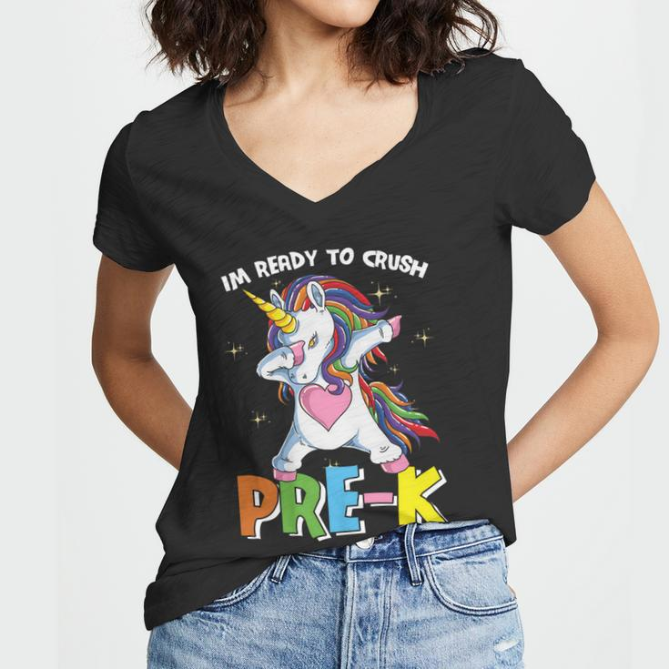 Unicorn Im Ready To Crush Prek Back To School Women V-Neck T-Shirt