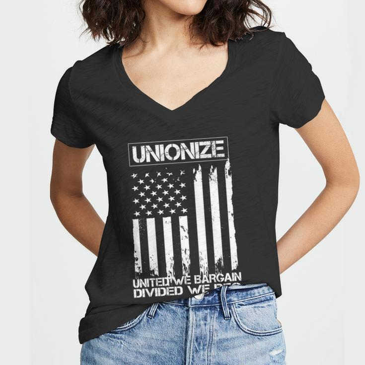 Unionize United We Bargain Divided We Beg Usa Union Pride Great Gift Women V-Neck T-Shirt
