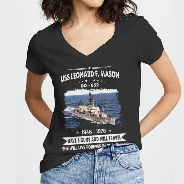 Uss Leonard F Mason Dd Women V-Neck T-Shirt