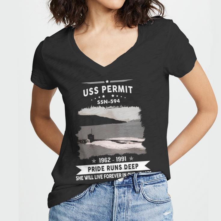 Uss Permit Ssn Women V-Neck T-Shirt