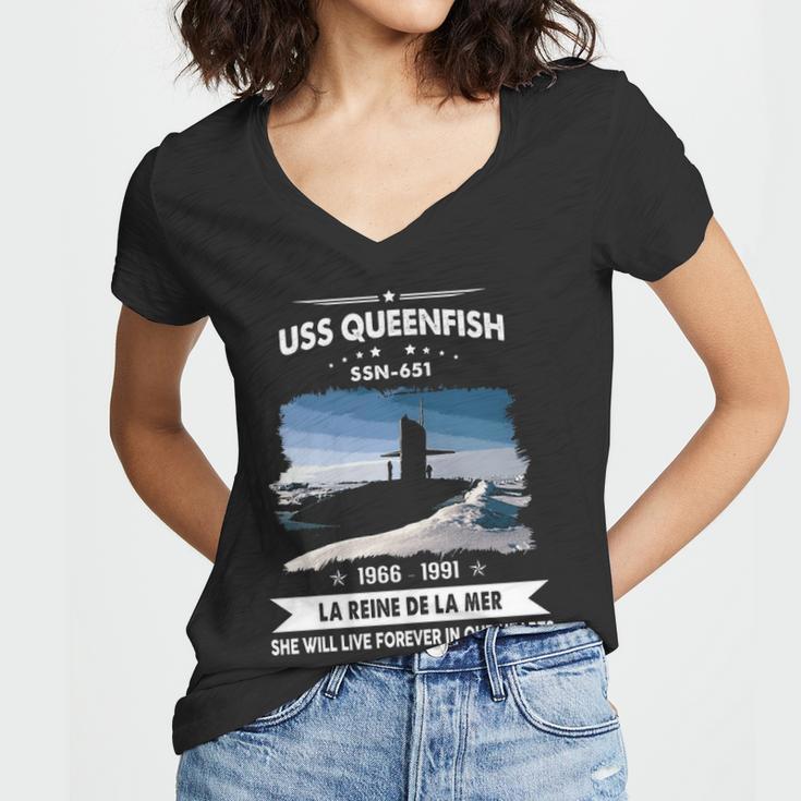 Uss Queenfish Ssn Women V-Neck T-Shirt