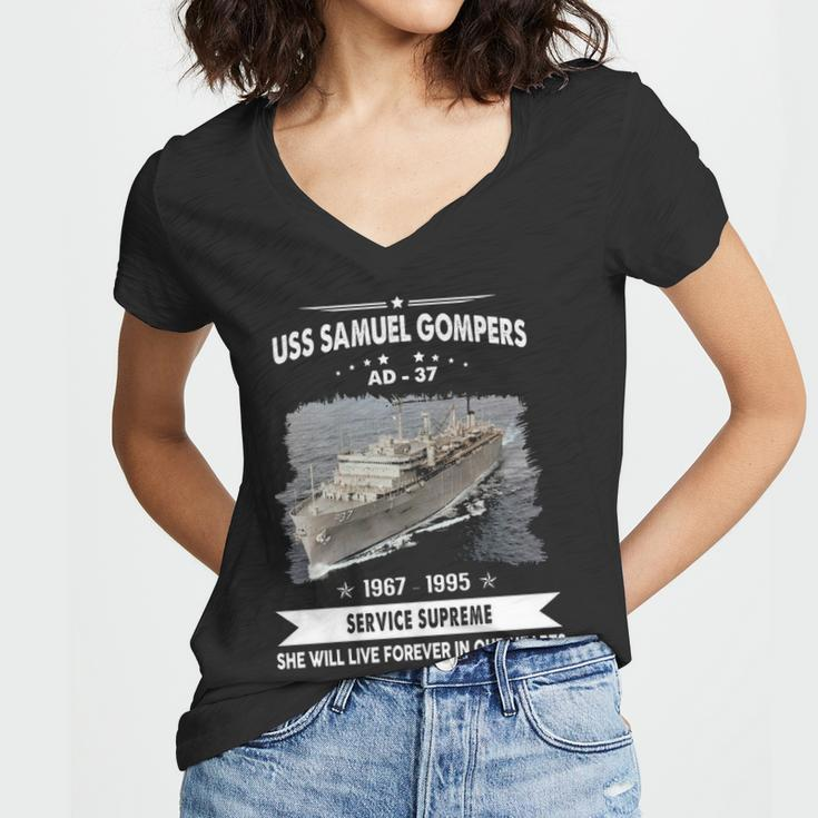 Uss Samuel Gompers Ad Women V-Neck T-Shirt