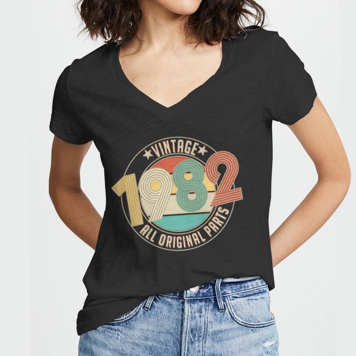 Vintage 1982 All Original Parts Emblem 40Th Birthday Women V-Neck T-Shirt