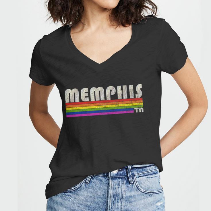 Vintage 80S Style Memphis Tn Gay Pride Month Women V-Neck T-Shirt