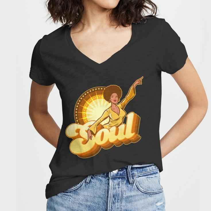 Vintage Afro Soul Retro 70S Tshirt Women V-Neck T-Shirt