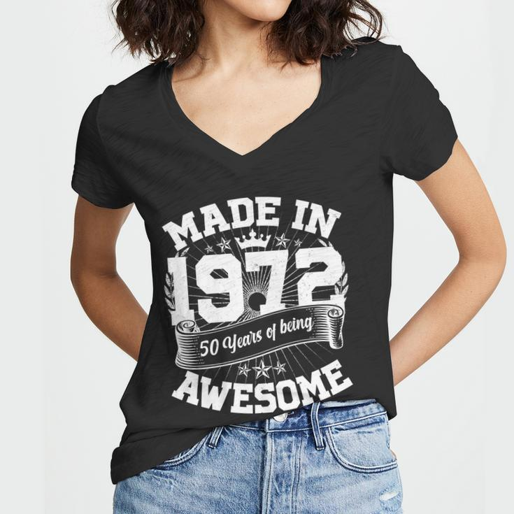 Vintage Crown Made In 1972 50 Years Of Being Awesome 50Th Birthday Women V-Neck T-Shirt