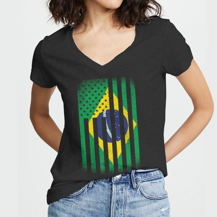 Vintage Flag Of Brazil Tshirt Women V-Neck T-Shirt
