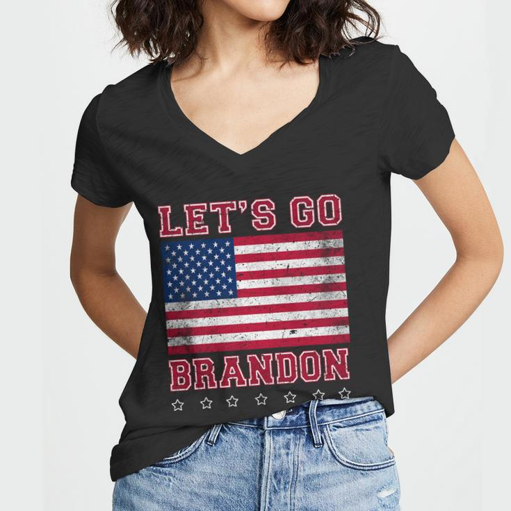 Vintage Lets Go Brandon American Flag Tshirt Women V-Neck T-Shirt