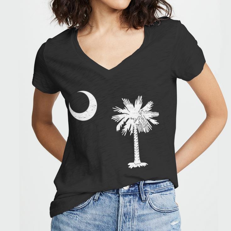 Vintage South Carolina Flag Palmetto Moon Women V-Neck T-Shirt