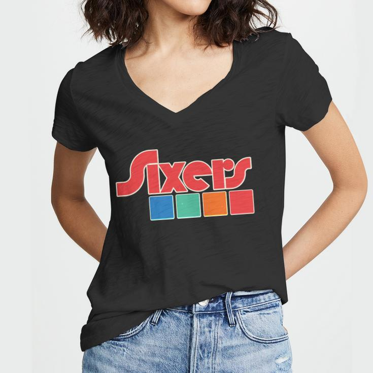 Vintage Style Sixers Sports Logo Women V-Neck T-Shirt