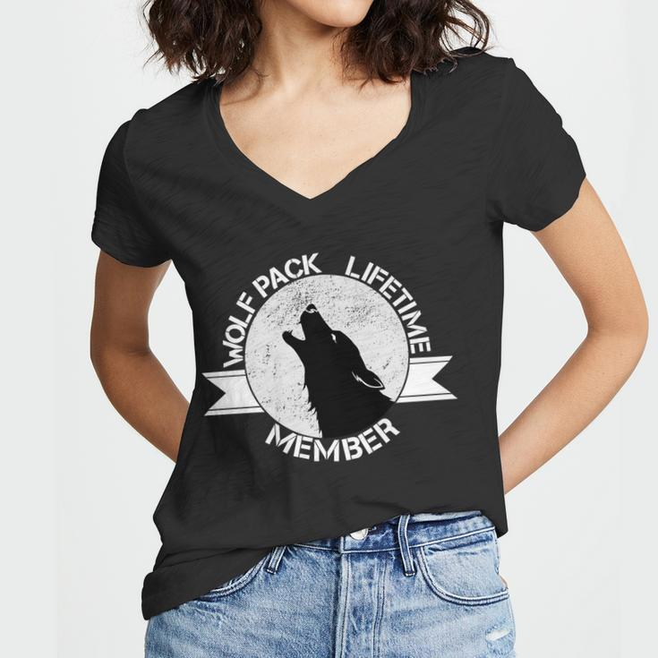 Vintage Wolf Pack Lifetime Member Emblem Tshirt Women V-Neck T-Shirt