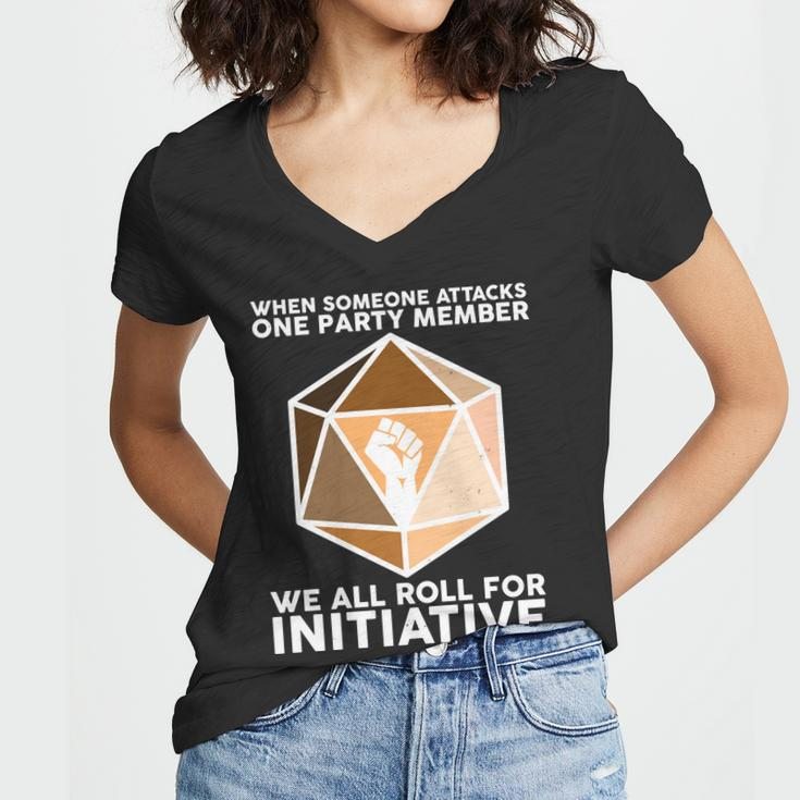 We All Roll For Initiative Dnd Dice Blm Women V-Neck T-Shirt
