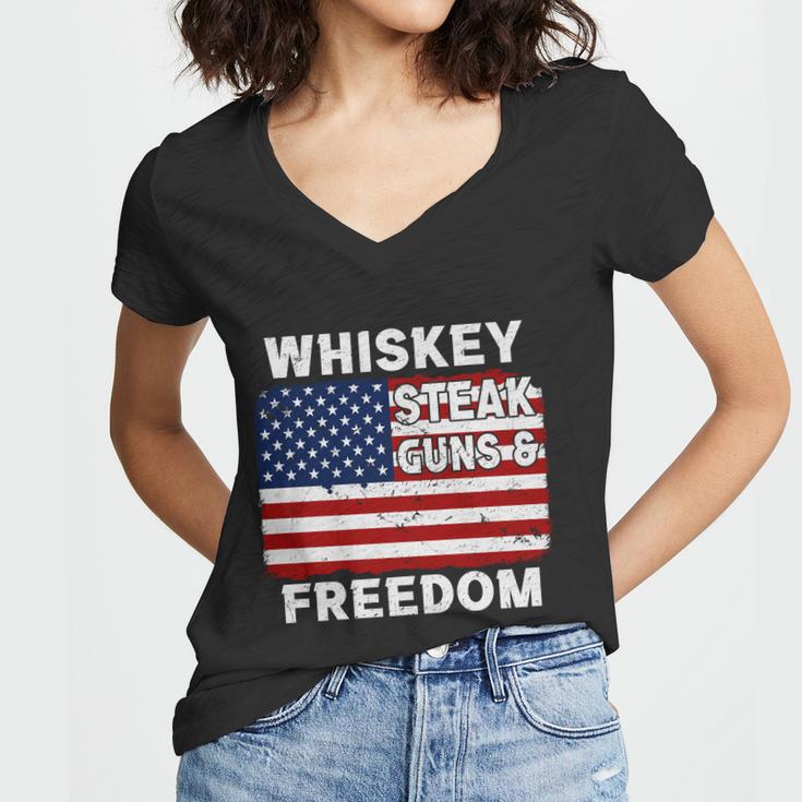 Whiskey Steak Guns And Freedom Us Graphic Plus Size Shirt For Men Women Family Women V-Neck T-Shirt