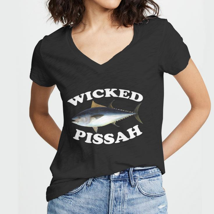 Wicked Pissah Bluefin Tuna Illustration Fishing Angler Gear Gift Women V-Neck T-Shirt