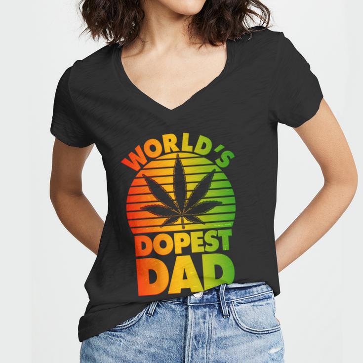 Worlds Dopest Dad Tshirt Women V-Neck T-Shirt