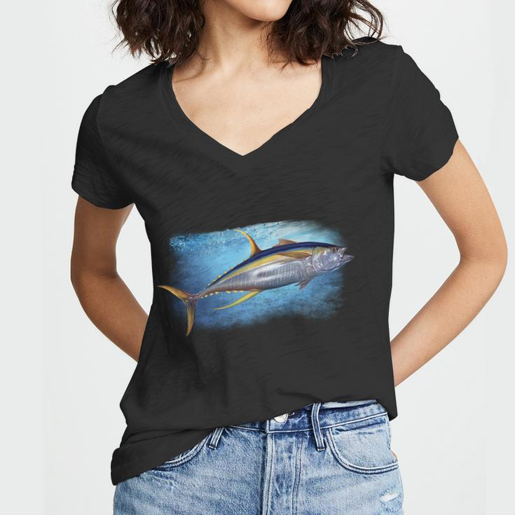 Yellowfin Tuna Swimming Women V-Neck T-Shirt