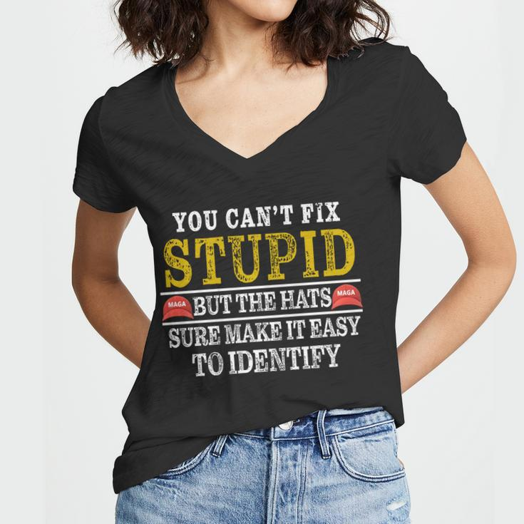 You Cant Fix Stupid But The Hats Sure Make It Easy To Identify Funny Tshirt Women V-Neck T-Shirt