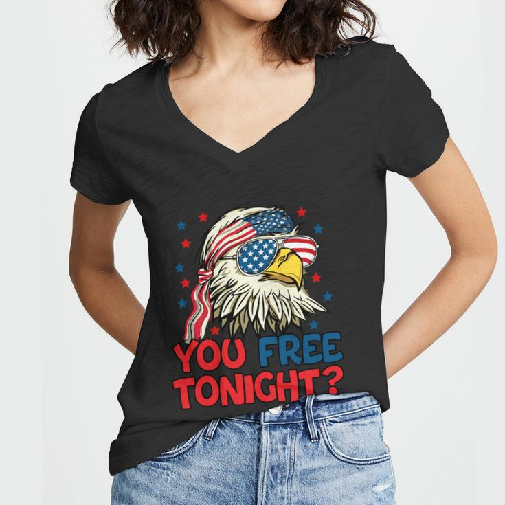 You Free Tonight Bald Eagle Mullet Usa Flag 4Th Of July Gift Women V-Neck T-Shirt