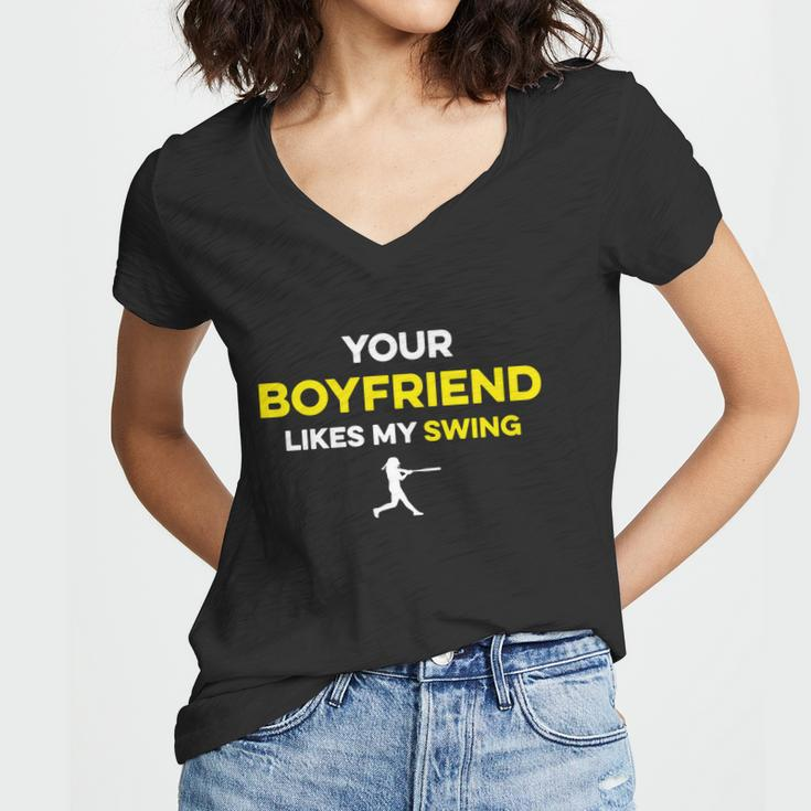 Your Boyfriend Likes My Swing Women V-Neck T-Shirt
