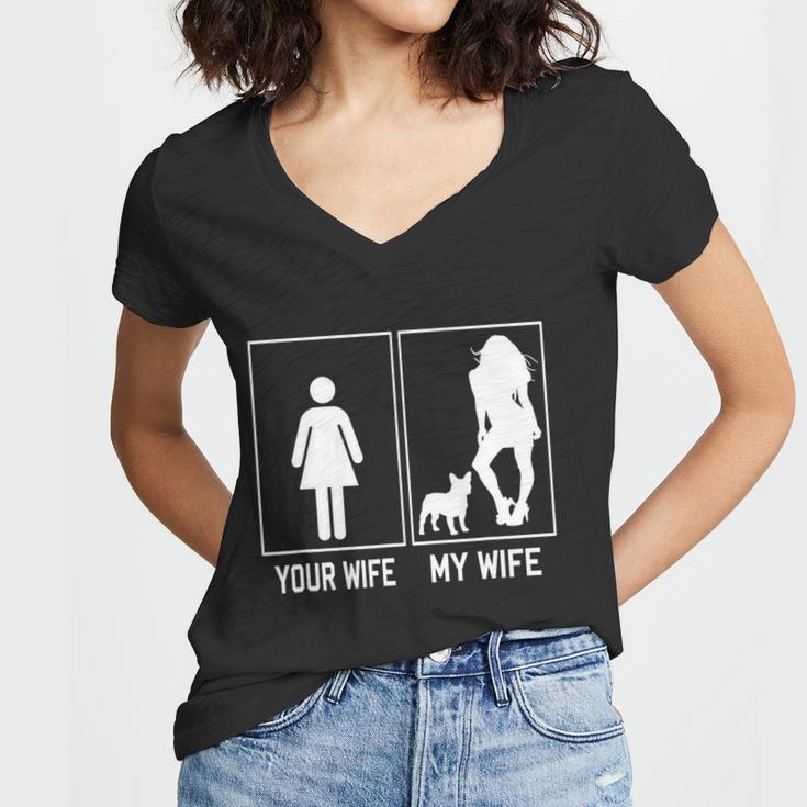 Your Wife My Wife French Bulldog Funny Frenchie For Husband Women V-Neck T-Shirt