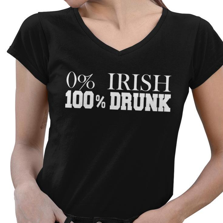 0 Irish 100 Drunk St Patricks Day Graphic Design Printed Casual Daily Basic Women V-Neck T-Shirt