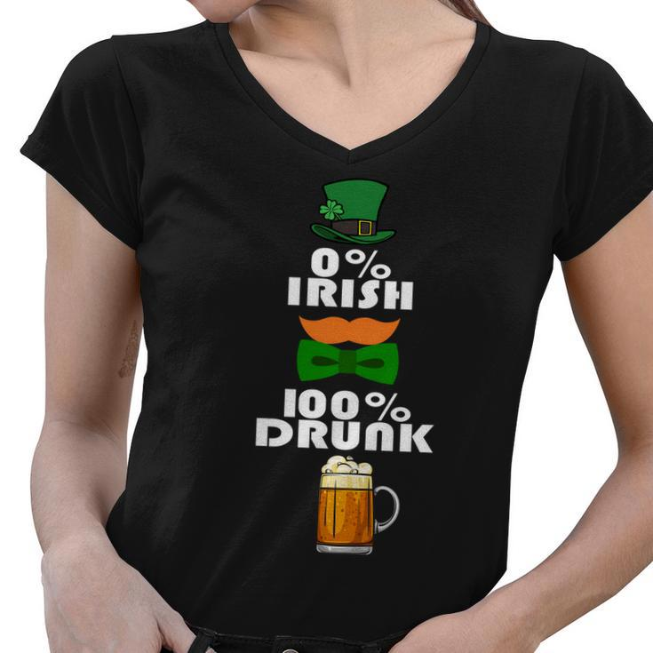 0 Percent Irish 100 Percent Drunk Irish Hipster Graphic Design Printed Casual Daily Basic Women V-Neck T-Shirt