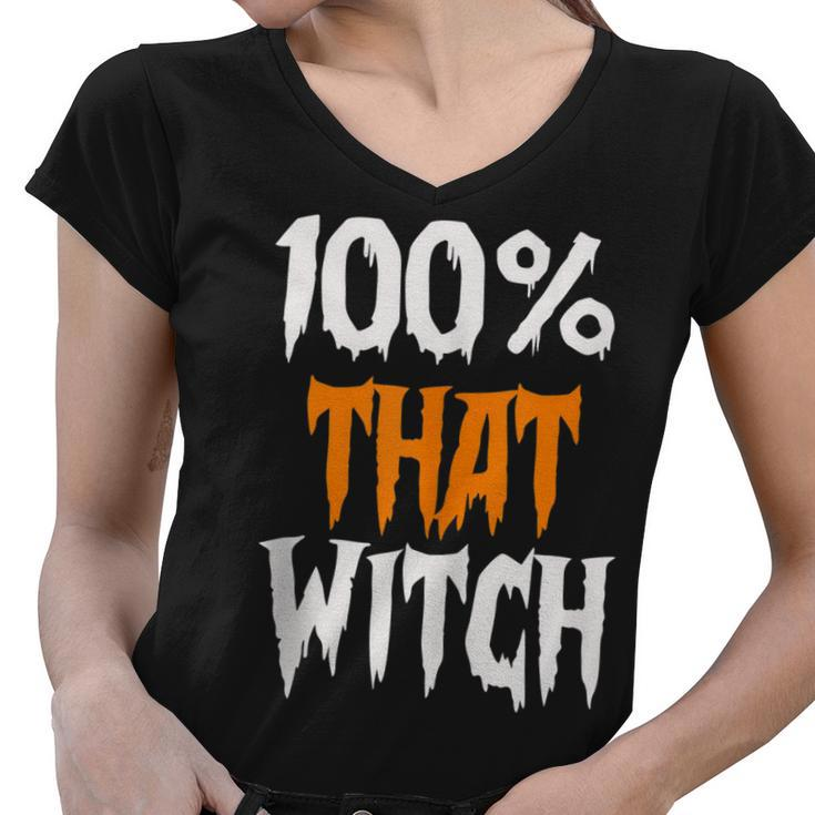100 That Witch Funny Halloween - Witch Music Lyrics  Women V-Neck T-Shirt