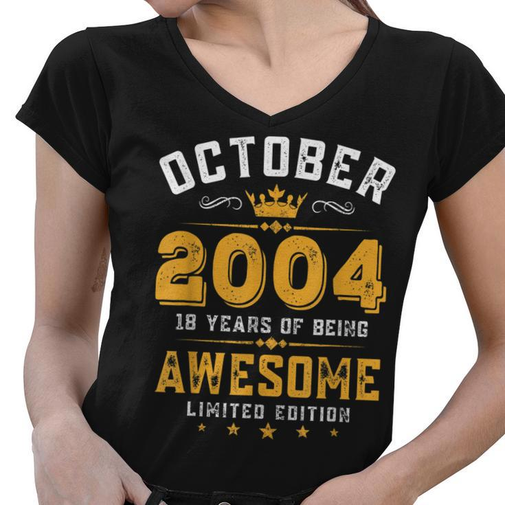18 Years Old Gifts 18Th Birthday Vintage September 2004  V2 Women V-Neck T-Shirt