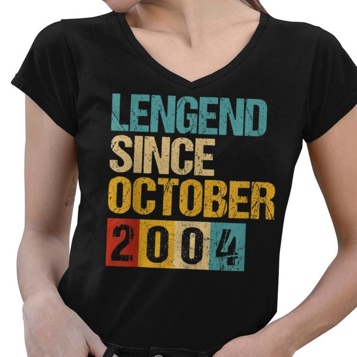 18 Years Old Gifts Legend Since October 2004 18Th Birthday  V3 Women V-Neck T-Shirt