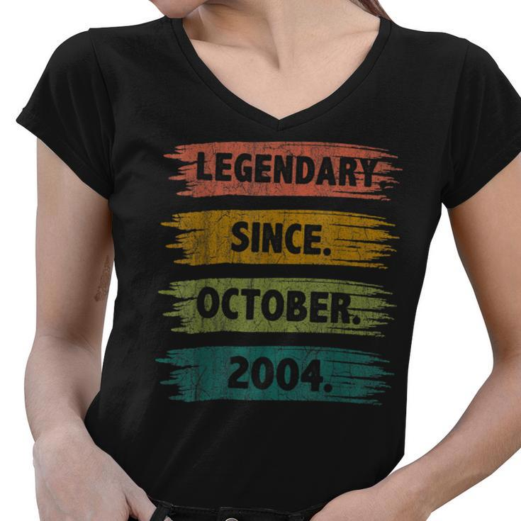 18 Years Old Legend Since October 2004 18Th Birthday Gifts  Women V-Neck T-Shirt