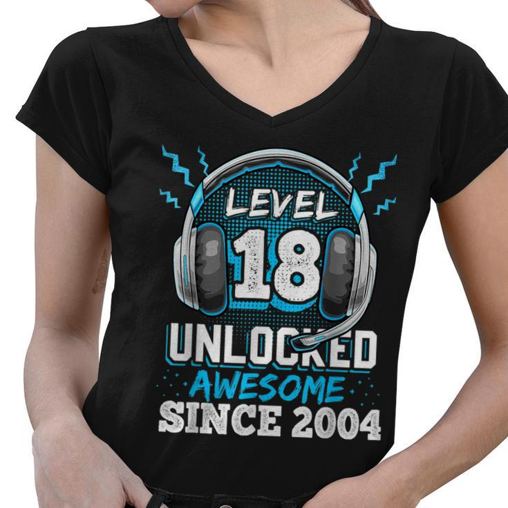 18Th 18 Year Old Birthday Funny Eighn 18Yr Bday Men Gamer  Women V-Neck T-Shirt