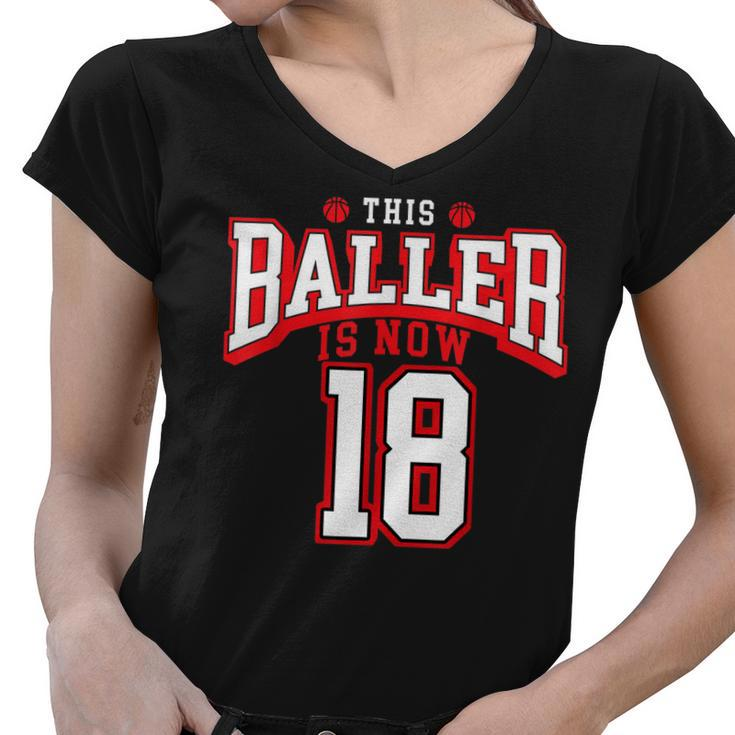 18Th Birthday Basketball Lover 18 Years Old Bday  Women V-Neck T-Shirt