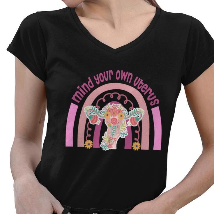 1973 Pro Roe Rainbow Mind You Own Uterus Womens Rights Women V-Neck T-Shirt
