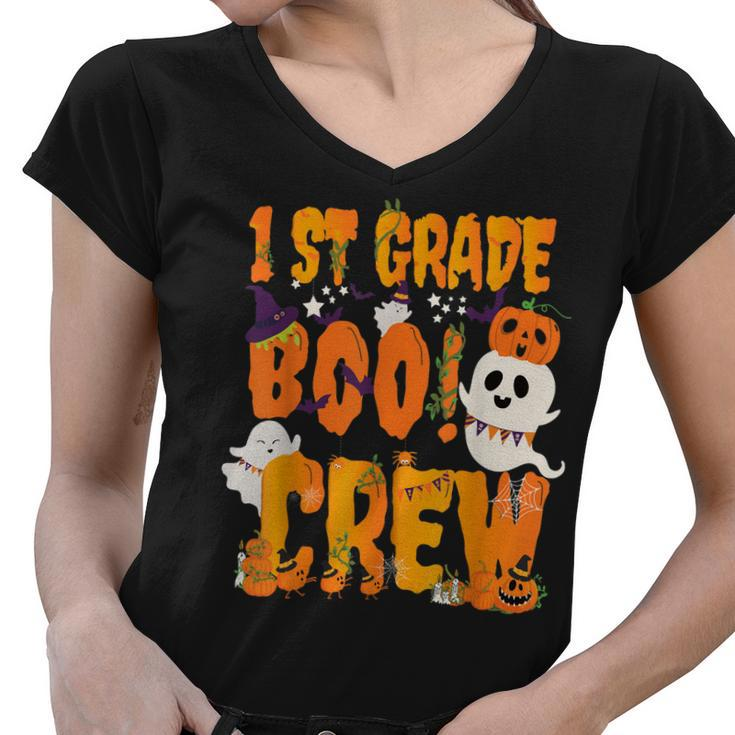1St Grade Boo Crew Student Teacher Halloween Apparal  Women V-Neck T-Shirt